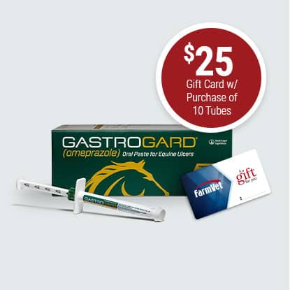 Buy 10 GastroGard Paste Get $25 Gift Card at FarmVet.com.
